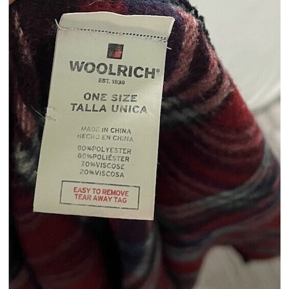 Woolrich Poncho Wrap Shawl Plaid Womens One Size Fits All Plaid Red White Blue - Picture 5 of 5